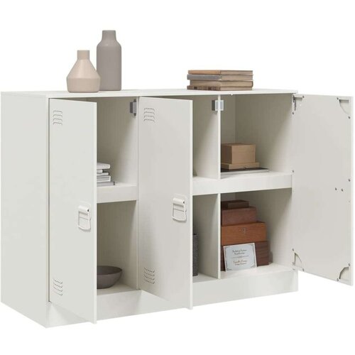 VidaXL Komoda bela 99x39x73 cm jeklo Slike