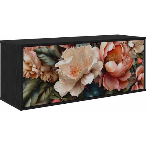 vidaXL TV ormar za montažu na zid BORNE 102 x 33 x 40 cm Crni hrast - Crni hrast Print lagane peonije Cijene
