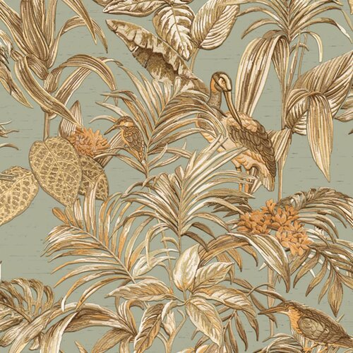 DUTCH WALLCOVERINGS tapeta Bird-of-Paradise teal modra Slike