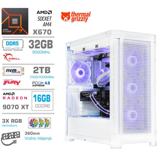 MEGA Računalnik TWR S11 R7-7700X/RX9070 XT/32GB-DDR5/2TB-4.0/1050W/Brez OS/bela RGB + Estetski napajalni kabli [Vijolična / Bela], (22137495) Cene
