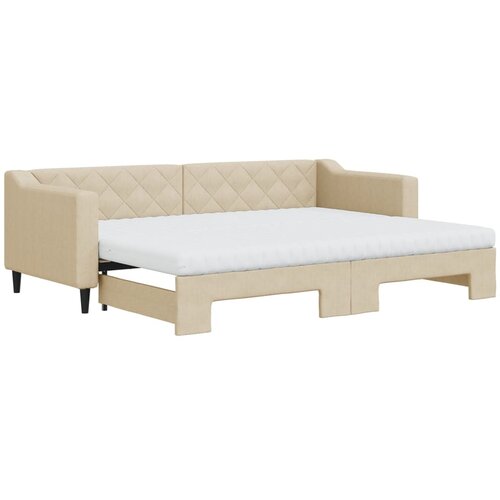 vidaXL Izvlečna dnevna postelja z vzmetnico krem 80x200 cm blago, (20929672) Cene