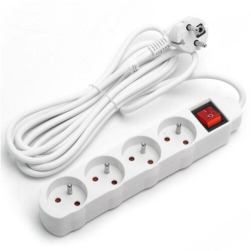 Aigostar Produžni kabel sa prekidačem, 4 utičnice, 1,5 m, beo Slike