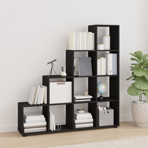 VidaXL Regal za knjige u obliku stuba crni 142 cm konstruirano drvo Slike