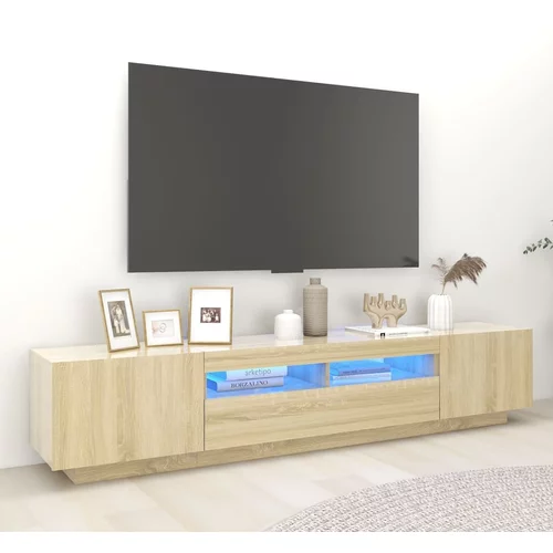 vidaXL TV omarica z LED lučkami sonoma hrast 200x35x40 cm