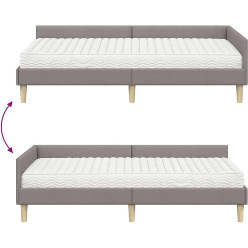  Kutni krevetni okvir s madracem Ostalo 2 pcs Sivo-smeđa tkanina Slike