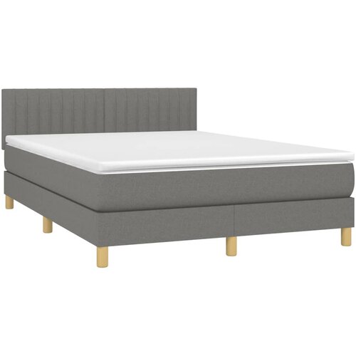  Krevet s oprugama i madracem tamnosivi 140x190 cm od tkanine Slike