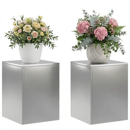  Stalak za biljke 2 pcs Srebrna 30 x 30 x 40 cm Nehrđajući čelik - Pocinčani čelik 2x (30 x 30 x 40 cm) Slike