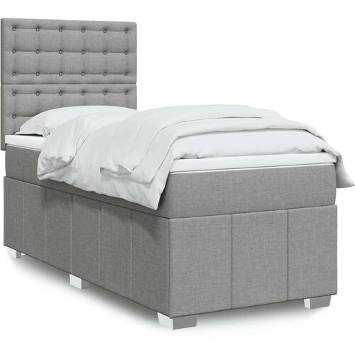 vidaXL Box spring postelja z vzmetnico svetlo siva 90x190 cm blago Cene