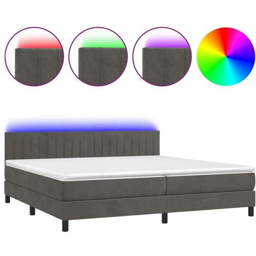  Box spring s madracem LED tamnosivi 200x200 cm bar&amp;scaron;un Slike