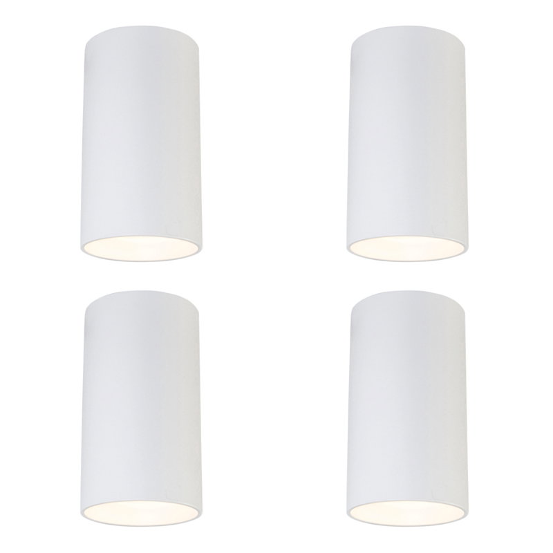 QAZQA Komplet 4 modernih nadgradnih reflektorjev bela 5,5 cm GU10 50 mm - Tuba Cene