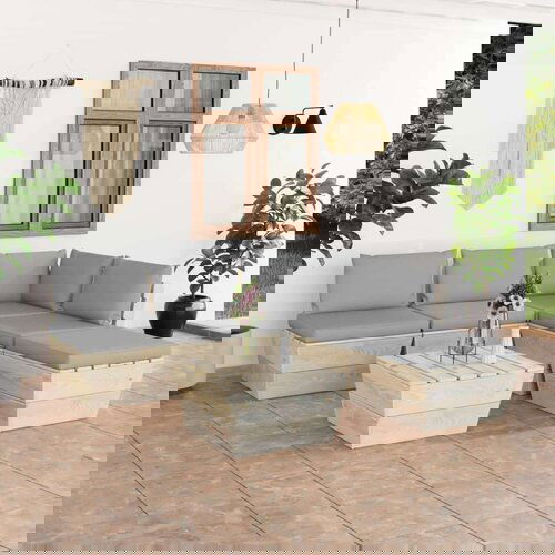  6-dijelna vrtna garnitura od paleta s jastucima od smrekovine Cene