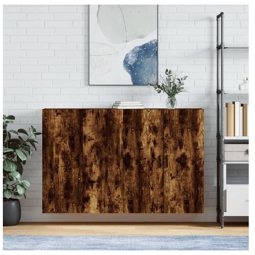 VidaXL Stenska omarica 2 kosa dimljen hrast 69,5x34x90 cm Slike