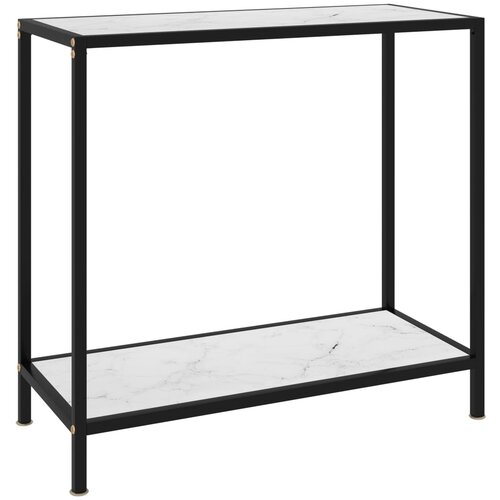 VidaXL Konzolna mizica bela 80x35x75 cm kaljeno steklo Slike