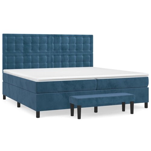 VidaXL Box spring postelja z vzmetnico temno modra 200x200 cm žamet, (21118457) Slike