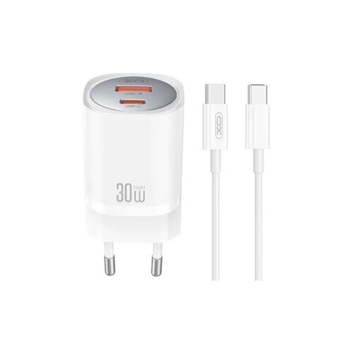 XO wall charger CE21 PD 30W 1x USB-C 1x USB white + cable USB-C - USB-C Cijene