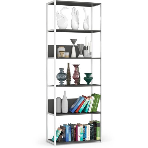 AKORD Regal V Loft Slogu Iz Kovine, Bela/Siva, (5000332512) Cene
