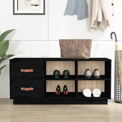 vidaXL Klupa za cipele crna 100 x 34 x 45 cm od masivne borovine Cijene