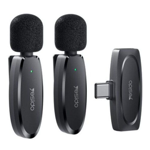 Yesido Yesido, Dvojni brezžični mikrofon USB-C z zmanjšanjem hrupa AI Avtonomija 7h Domet 20 m, Črna, (5000309806) Cene