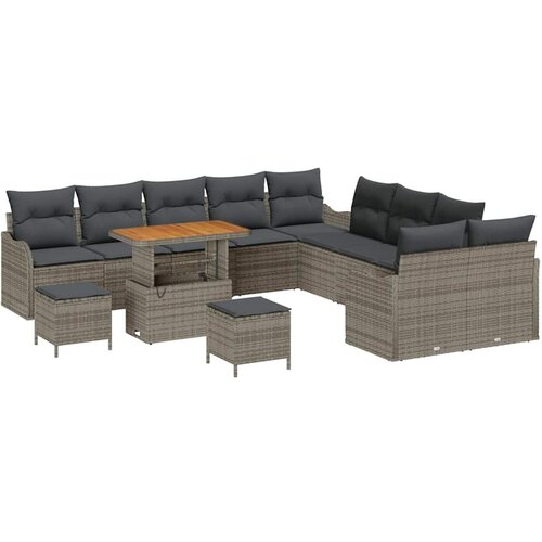  13-dijelni vrtni sofa set s jastucima siva poli ratan akacija 2-sjedna vrtna sofa s jastucima siva poli ratan 3-dijelni vrtni Cene
