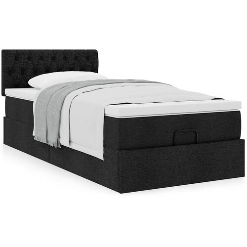 VidaXL Otomanski okvir kreveta s madraca crni 80x200cm od tkanine Slike