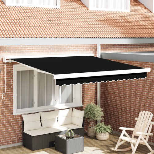 VidaXL Ročna retraktibilna tenda Črna 350x250 cm, Tenda za zamenjavo tkanine za okvir 3.5x2.5 m Črna Slike