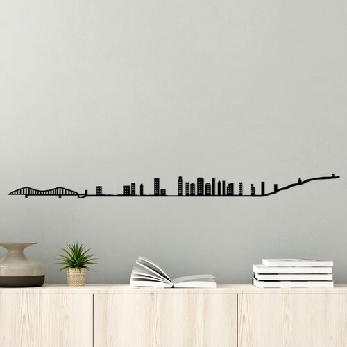 Wallity Zidna dekoracija Montreal Skyline, 120x0.15x9 cm, 1.5 mm, Crna Cene