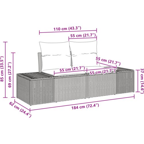 vidaXL 9-dijelni vrtni set sofa s jastučićima bež poli ratan akacija Cijene