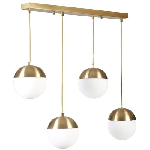 Opviq Küre 4 Lü Sıralı eskitme beyaz Camlı Sarkıt goldwhite chandelier Slike