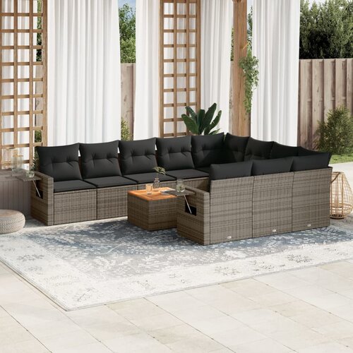 vidaXL 11-dijelni set vrtnih sofa od poliratana s jastucima sivi Cijene