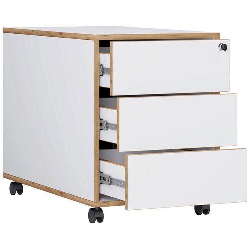 MID.YOU Predalnik Na Kolescih Salia T45, Bela, Barva Hrasta Slike