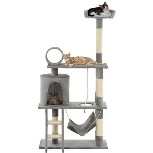 vidaXL Penjalica za mačke sa stupovima za grebanje od sisala 140 cm siva