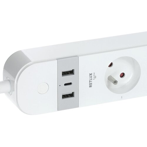 Retlux Pametni produžni kabl sa prekidačem 4Z + 2xUSB-A+1xUSB-C 1,5m Wi-Fi Tuya Slike