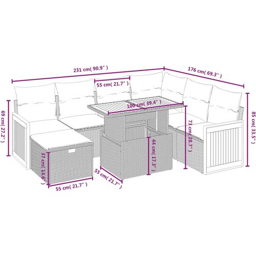 VidaXL 8-dijelni set vrtnih sofa od poliratana s jastucima bež Slike