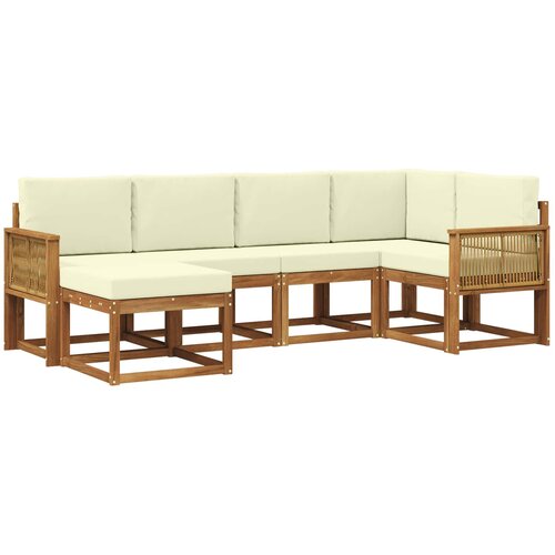 vidaXL Zunanja garnitura za sedenje 6 pcs Naravna in smetana Poliester, (5000281467) Cene