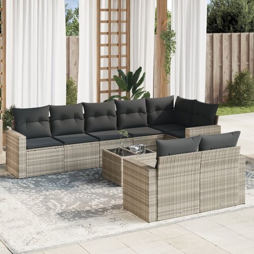 vidaXL 9-dijelni set vrtnih sofa od poliratana s jastucima svjetlosivi Cijene