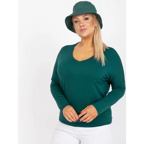 Fashion Hunters Navy green plain blouse plus size basic V-neck Elisa