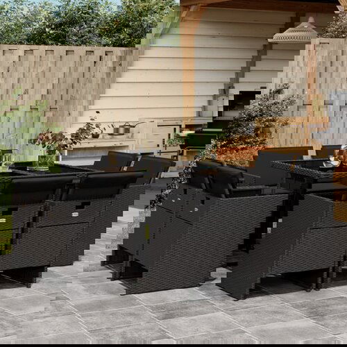 VidaXL 9-dijelni vrtni blagovaonski set s jastucima crni od poliratana Slike