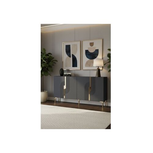Hanah home konzola meyra 150 anthracite gold Slike