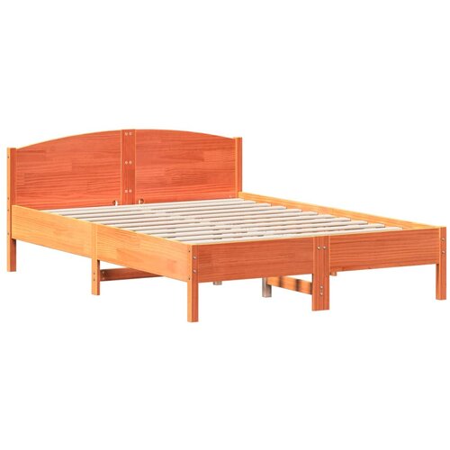 VidaXL Posteljni okvir z vzglavjem vo&amp;scaron;čeno rjava 120x200 cm borovina, (21007103) Slike