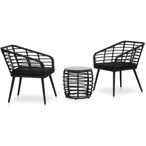 VidaXL 3-dijelni bistro set od poliratana crni Slike
