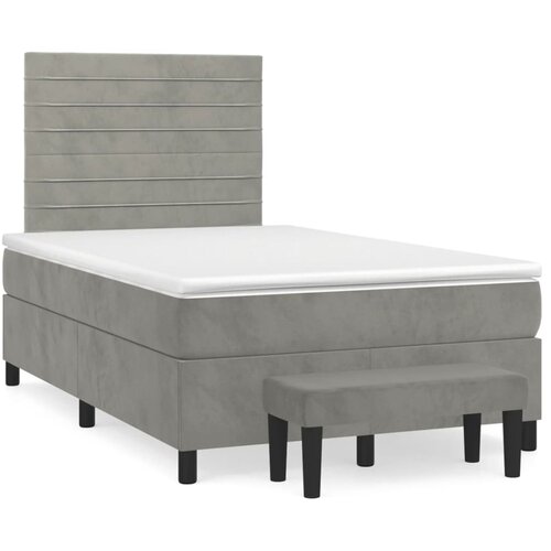 vidaXL Box spring postelja z vzmetnico svetlo siva 120x200 cm žamet, (20896148) Cene