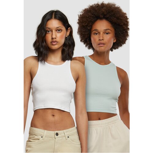 Urban Classics Women's Cropped Rib Top - 2 Pack Mint+White Cijene