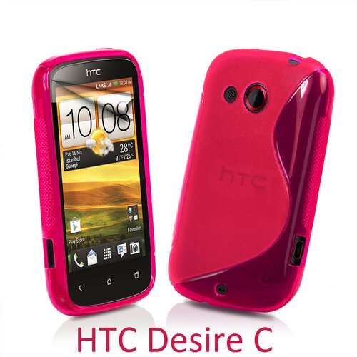  Gumijasti / gel etui S-Line za HTC Desire C - roza Slike