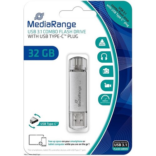 Mediarange Germany UFMR936/Z USB FLASH MEMORIJE 32GB/3.0/COMBO SA USB TYPE-C PLUG/MR936 Cene