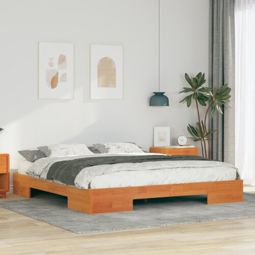  Posteljni okvir Rjava 200 x 200 cm Trdna borovina, (5000127679) Cene