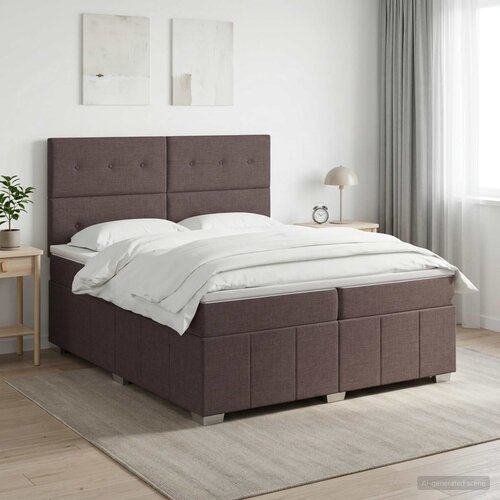  Boxspring krevet s madracem Tamno smeđa 200 x 200 cm Tkanina Cijene