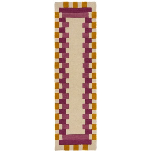 Flair Rugs rumen/rožnat ročno tkan volnen tekač 60x230 cm kai wool border – Cene