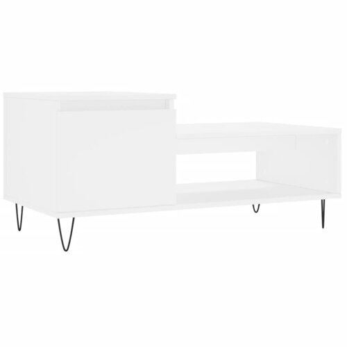 Maison Chic Klubska mizica - kavna mizica - Nizka mizica Bela 100x50x45 cm inženirski les, (21754535) Slike