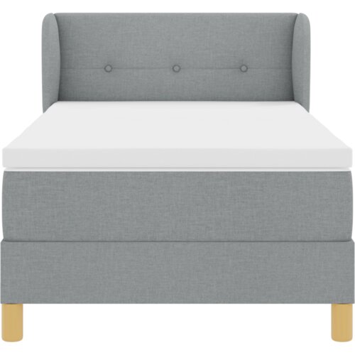 VidaXL Box Spring Krevet s Madracem u Svjetlosivoj, 90x200 cm, Tkanina Slike