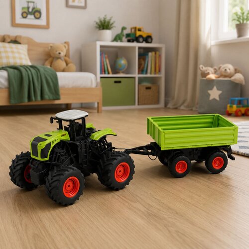 High Agricultural Tractor with Tipper Trailer, Remote Controlled, RC 1:16 Slike